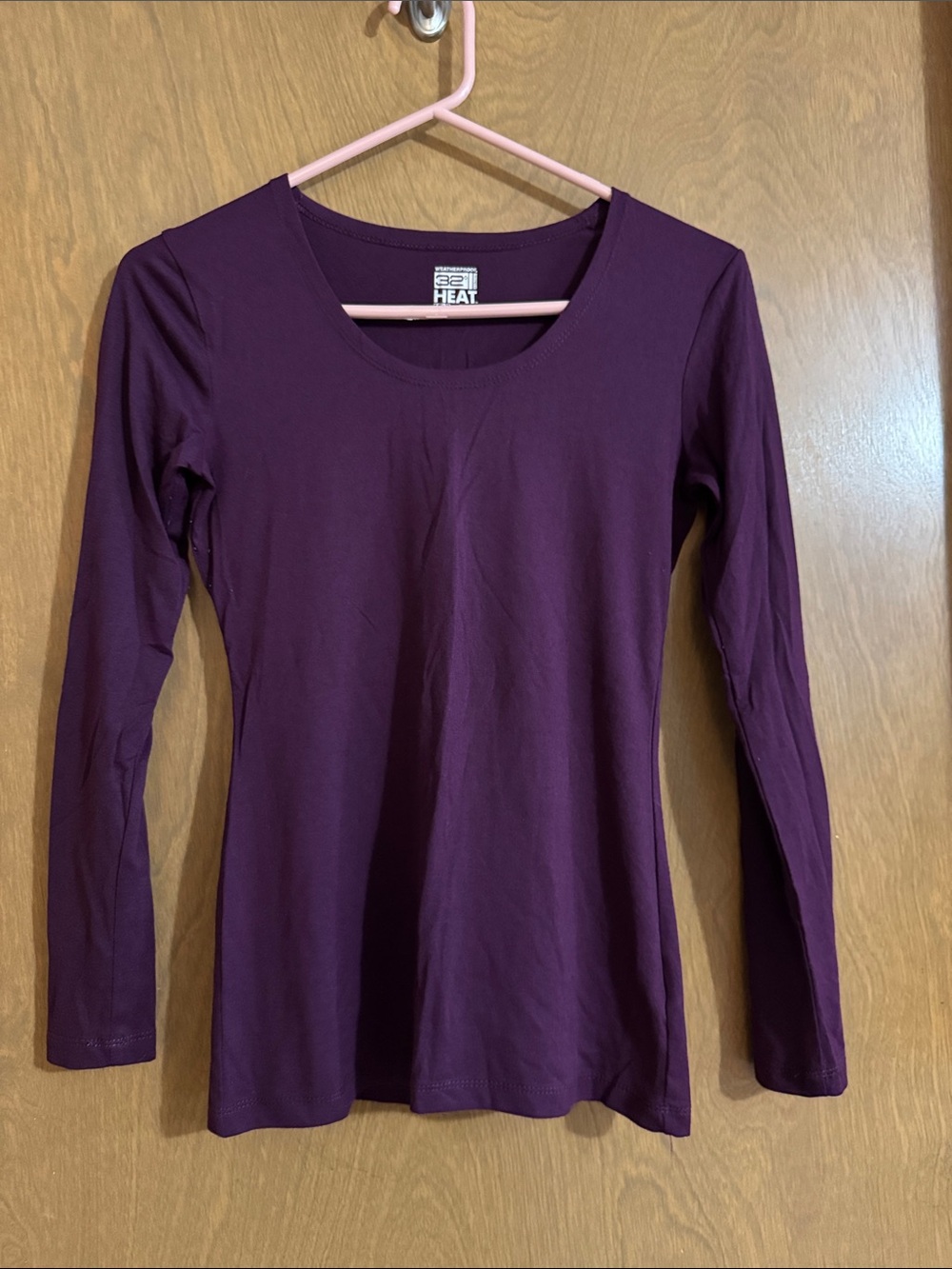 32 Degrees Plum Long-Sleeve Scoop Neck Top